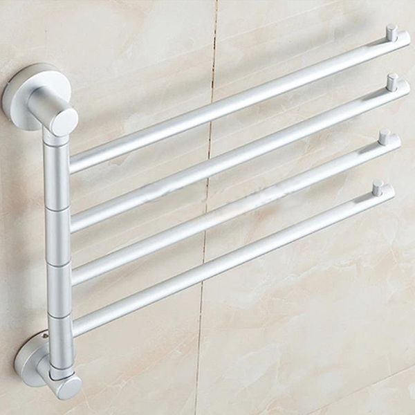 

wholesale-solid space aluminium wall mounted bathroom 4 bars swivel towel rack holder bathroom asscessories flexible towel rail