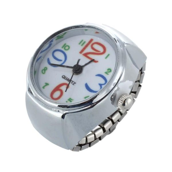

silver alloy quartz round dial pocket finger ring watch, Slivery;brown