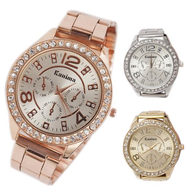 

casual woman watch stainless steel quartz watch for women clock bracelets women montre femme, Slivery;brown