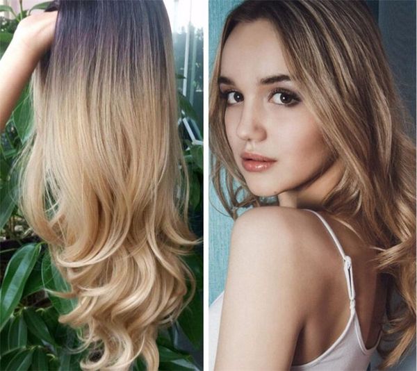 

Two tone 1b 27 brazilian lace front human hair wig with baby hair remy black honey blonde ombre lace wig for women