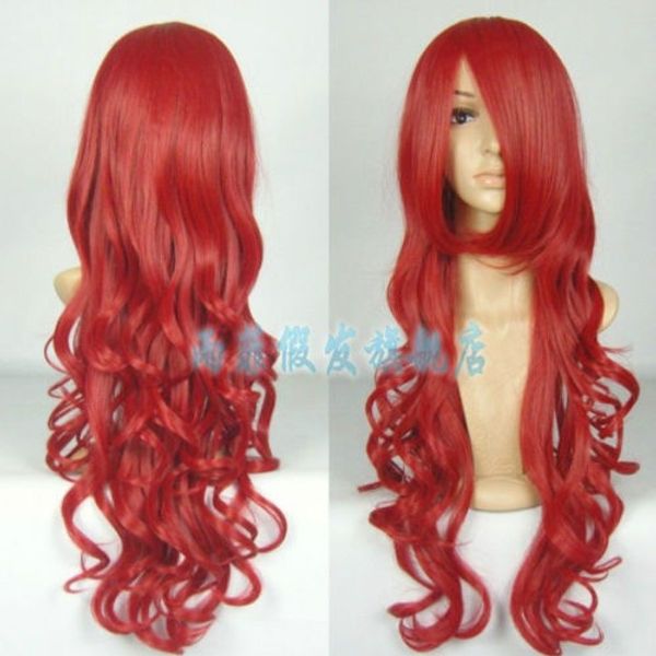 

new beautiful dark red long wavy curly cosplay wig fashion cos wig/hair, Black