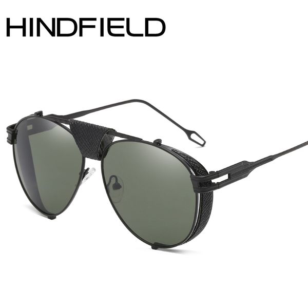 

hindfield pu leather sunglasses male brand designed mirror sunglasses mens retro vintage glasses gafas de sol hombre o531, White;black