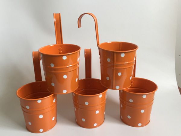 

wall hanging bucket orange metal planter flower pots hanging wedding tub vertical balcony pot ing