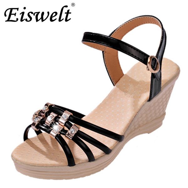 

eiswelt fashion women sandals summer shoes women open toe sandals#zjf16, Black