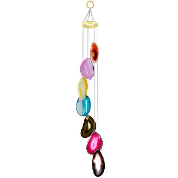 

tumbeelluwa agate slices wind chimes windchime home garden decoration crystal collection 25-31 inches, Black;white