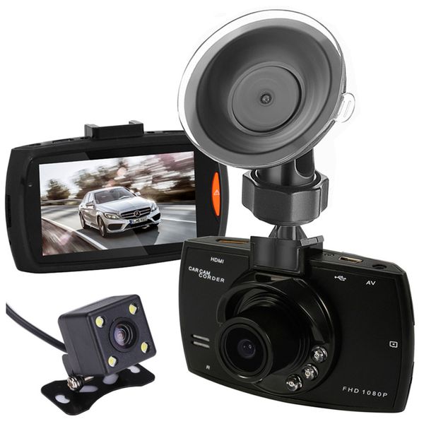 Mini-2,7-Zoll-Auto-DVR-Kamera, fahrender Videorecorder, Auto-Blackbox, FHD 1080P, vorne 140°, hinten 100°, Schleifenaufzeichnung, G-Sensor-Bewegungserkennung