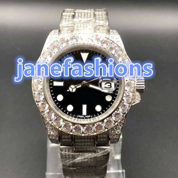

Men 039 wri t watch ilver diamond fa hion watche large black dial automatic canning mechanical port watch