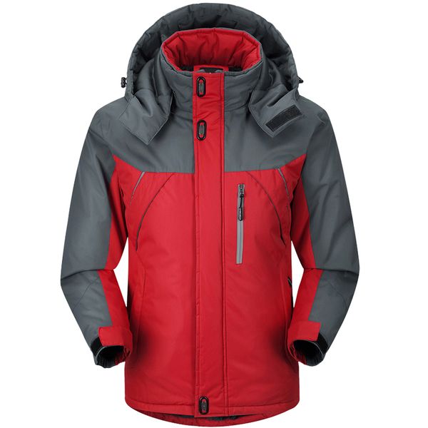 

fashion men long sleeve warm windbreaker jacket coat winter thicken patchwork hooded parkas waterproof manteau hiver, Black