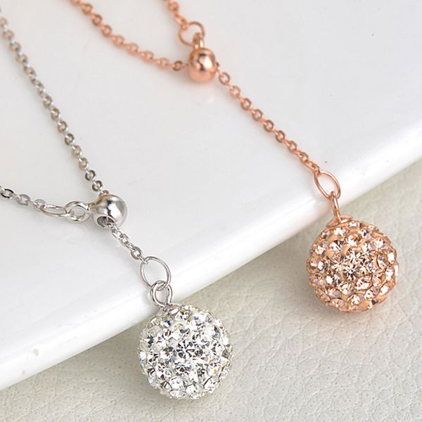 

rhinestone pendant necklace women round choker 2018 fashion long necklaces for woman chain jewelry female decoration accessories, Silver