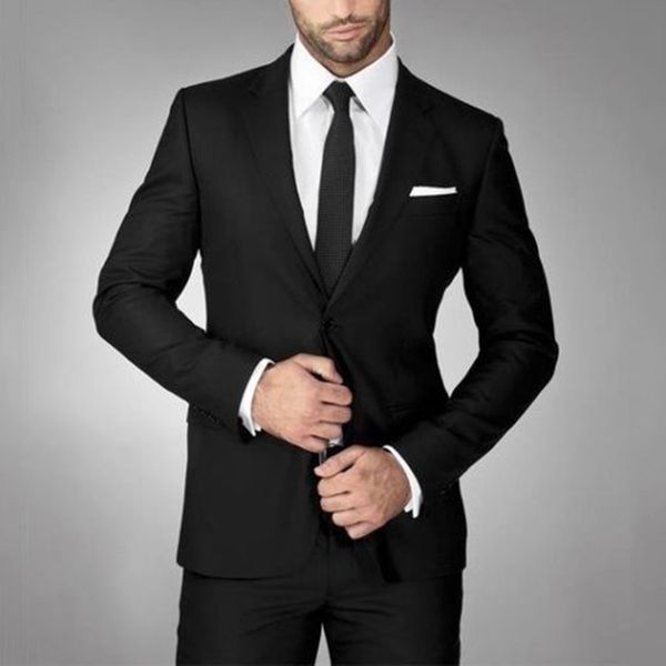 

italian custom made black business men wedding suits groom tuxedos two-button slim fit man blazers 2 pieces jacket pants costume homme, Black;gray