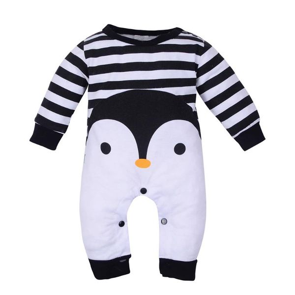 

baby boy clothes 2018 newborn long sleeve romper lovely cartoon penguin animal striped jumpsuit fashion infantil clothing, Blue