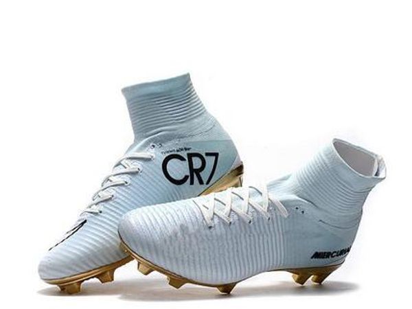 

Белое золото CR7 футбольные бутсы Mercurial Superfly FG V Kid футбольная обувь Криштиану Ронал