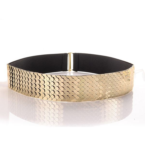 

gold scale belt female belt cummerbund women elastic waist belts casual style female casual women belts, Black;brown