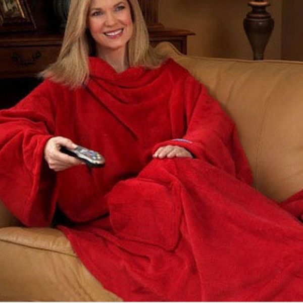 

winter warm snuggie fleece blanket rope with sleeve throws on sofa/bed/plane travel plaids tv casual relax for family holiday aajle35