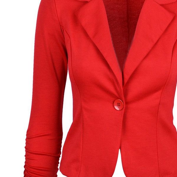 

syb 2018 new womens blazer jacket long sleeve candy button red, White;black