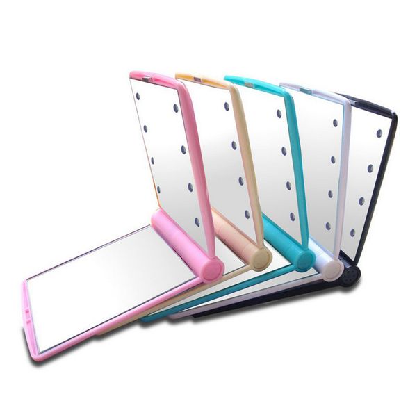 

selling lady makeup cosmetic folding portable compact pocket mirror 8 led lights handheld mirrors
