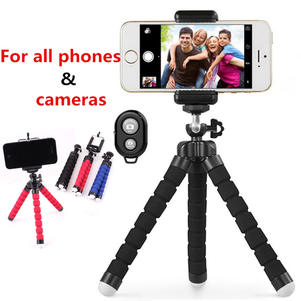 

flexible ocs tripod phone holder universal stand bracket for cell phone car camera selfie monopod with bluetooth remote shutter