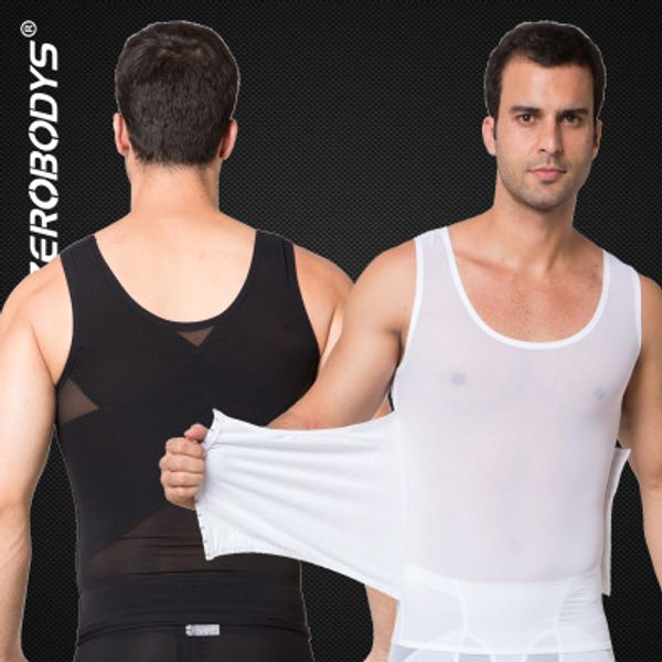 Poderoso Mens Shaper Do Corpo Alta Powernet Colete M L XL Preto Branco Corpo Cintos Homens Cintura Cincher Forma Desgaste