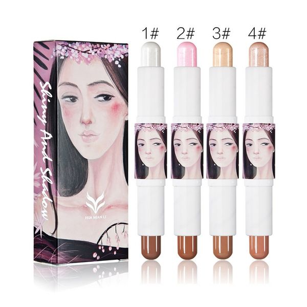 

huamianli double head repair bronzers concealer 3d bright pearl matte repair pen bronzers highlighters high quality