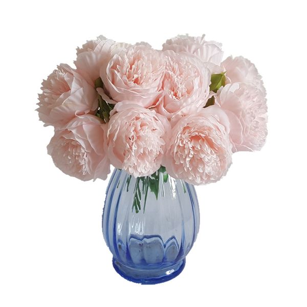 2pcs peônias artificiais 5 cabeças de seda peony falsa flor buquês para casamentos em casa escritório hotel decoração mesa central peças florais arranjos florais