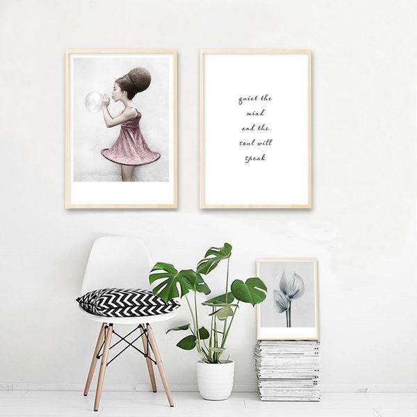 

nordic style girl flower wall art canvas abstract painting realist posters and prints decoration pictures modern home decor