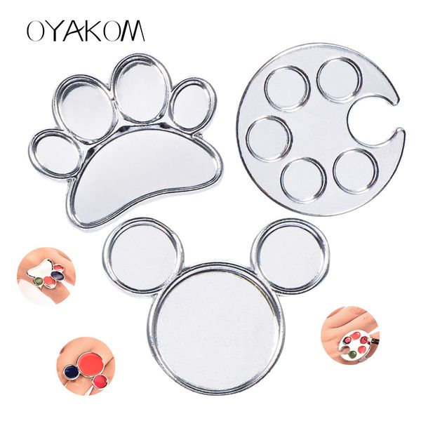 

oyakom nail art paint palette ring hand diy manicure metal finger ring palette uv gel polish painting color pigment holder plate, Silver