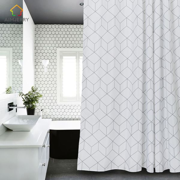 Acheter Aimjerry Rideau De Douche En Tissu Blanc Et Gris Pour Salle De Bain Avec 12 Crochets 71wx71h De Haute Qualité Imperméable Et Anti Moisissure