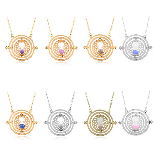 

harry hermione time turner necklace gold silver time converter sand glass pendants for women potter fashion jewelry gift 9 colors