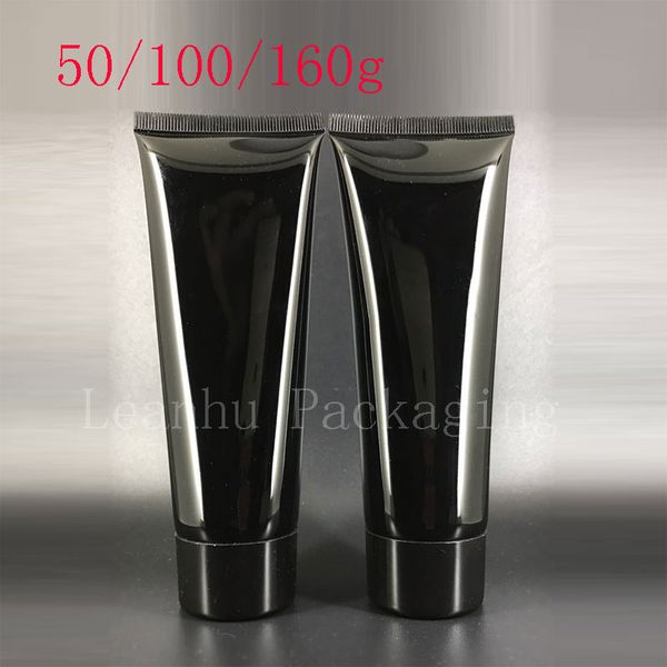 50g 100g 160g vuoto nero morbido spremere imballaggio cosmetico riutilizzabile plastica crema lozione tubo coperchi a vite contenitore per bottiglie