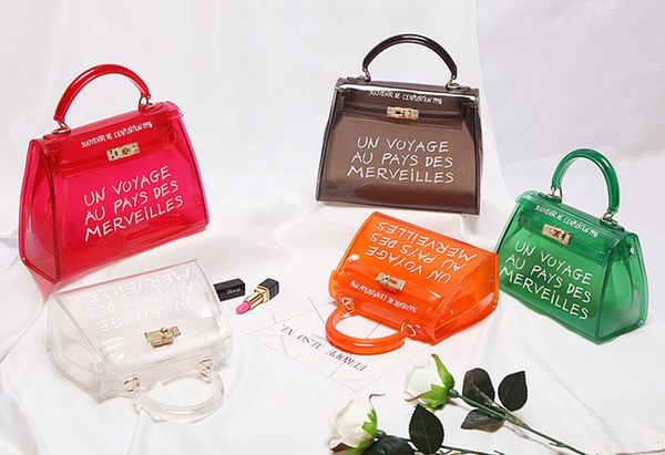 

Clear tran parent pvc houlder bag women candy color women jelly bag pur e olid color handbag large capacity cro body bag
