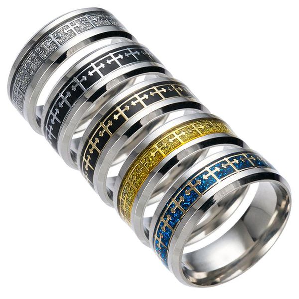316 Aço inoxidável Jesus Cross Cross Ring Ring Ring unhas Praam anéis de banda de ouro prateado para mulheres, acredita que as jóias inspiradas