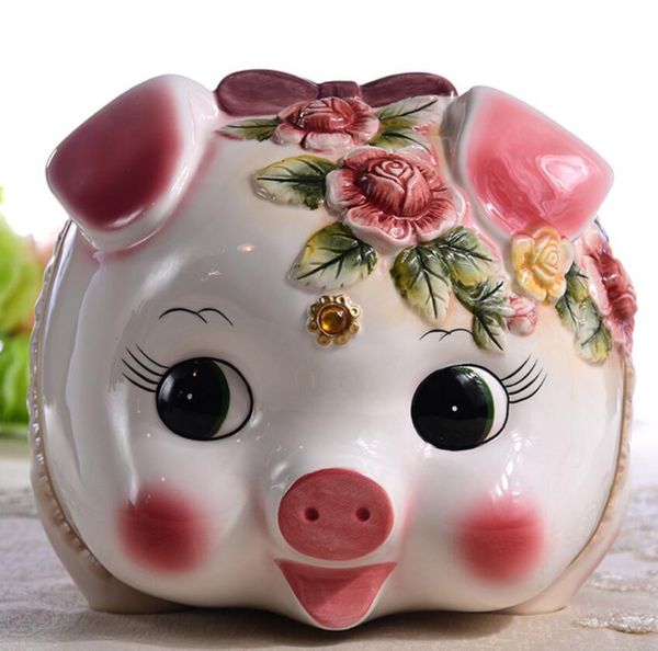 Niedliches rosa Schweinchen aus Keramik, Heimdekoration, Kunsthandwerk, Raumdekoration, Objekte, Ornament, Porzellan-Tierfiguren, Geschenk für Mädchen