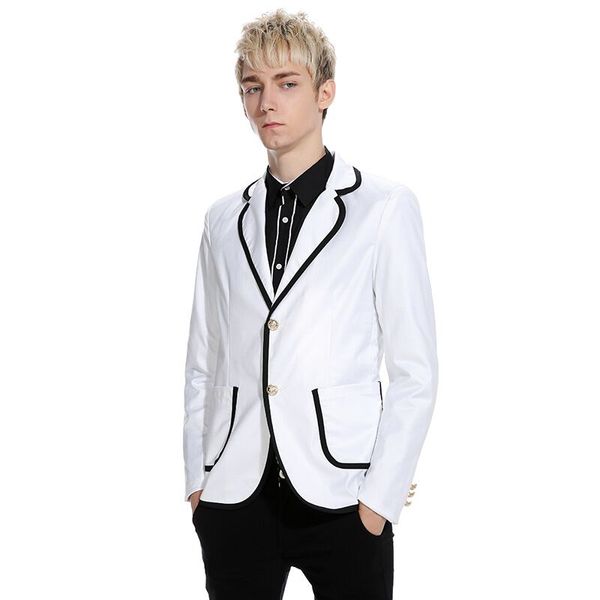 

latest designs prom wear white men suits for wedding black lapel slim fit groom tuxedos groomsmen suit man blazers jacket 2piece, Black;gray