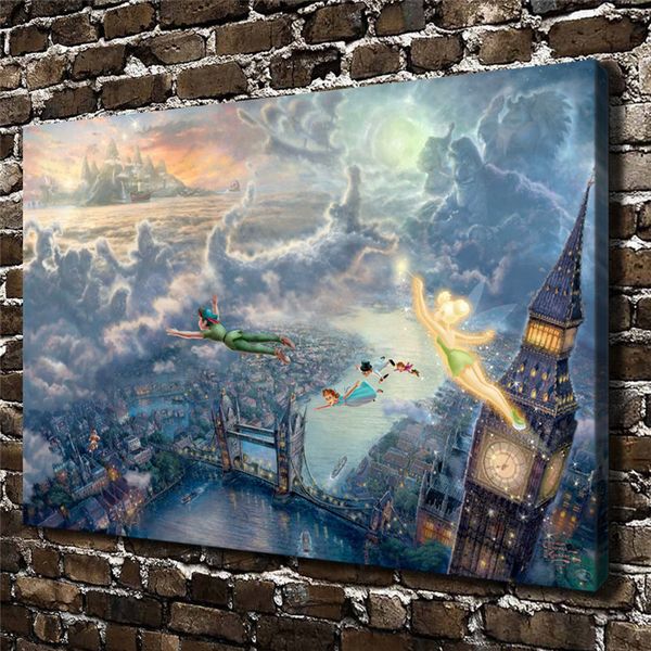 

framed modern giclee print art thomas kinkade flying oil painting canvas wall home decor painting picture for living room decor