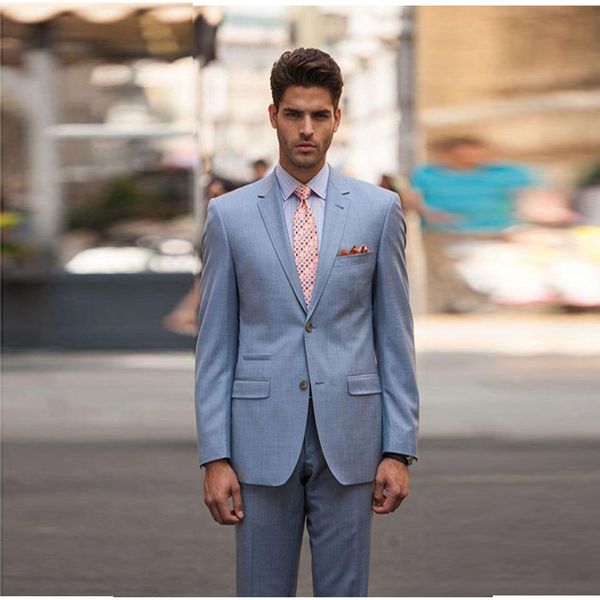 

blue men suits wedding men blazer slim fit groom tuxedos formal groomsmen suit prom wear 2 pieces jacket+pants, Black;gray
