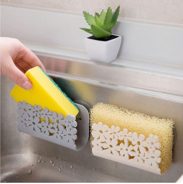 Banheiro Prateleira Vestuário de Esponja Estrágio de Armazenamento Cozinha Cozinha Clean Clean Clip Rague Hollow Rack Rack Soap Sabonete Prateleiras Dropship