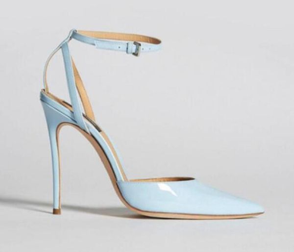 

2018 новых женщин синий высокие каблуки тонкий каблук лодыжки ремень насосы партии