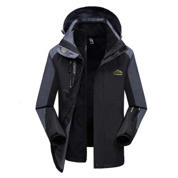 

windbreaker waterproof bomber jacket 2 pieces coats 2018 autumn winter streetwear anorak slim plus size 8xl male clothing, Black;brown