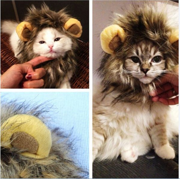 

fashion cat wig collar funny lion pet costume cosplay lion mane wig cat hairpiece with ears for car decor fake lion mane