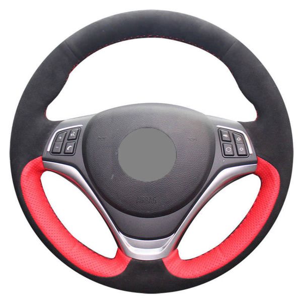 

leather steering wheel hand-stitch on wrap cover for bmw x1 2014-2015