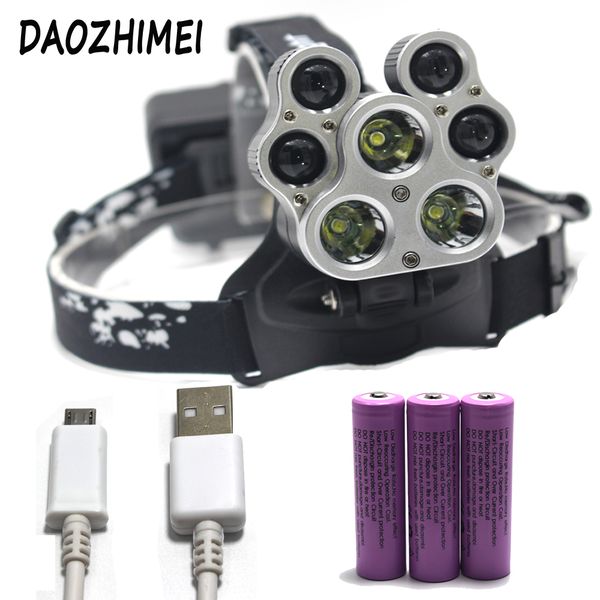 

outdoors fishing light 25000lm xml-3xt6+4xxpe 7led headlight usb waterproof light use 3x 18650 battery usb mobile charge
