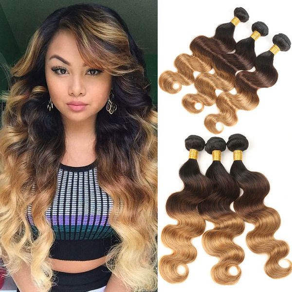 Ombre Blonde Human Hair Bundles 100 Indian Hair Weave Bundles