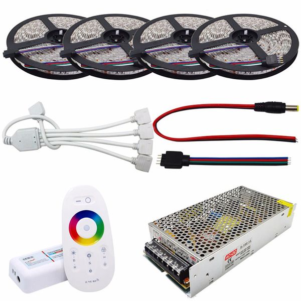 

4*5m rgb led strip smd5050 flexible light dc12v 60led/m strip lamp+2.4g rgb led controller+12v 20a power adapter supply