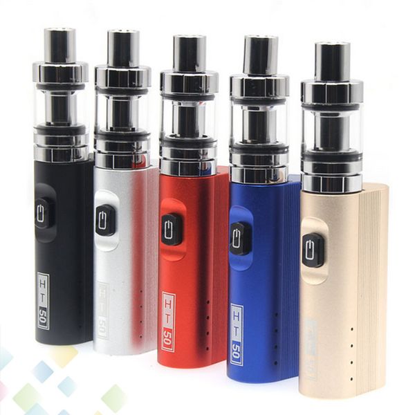 

HT 50 Kit HT 50W Electronic Cigarette Box Mod kits Vape pen 2200mAh 2ml Atomizer Tank Vaporizer HT50 HTBY Ecig DHL Free