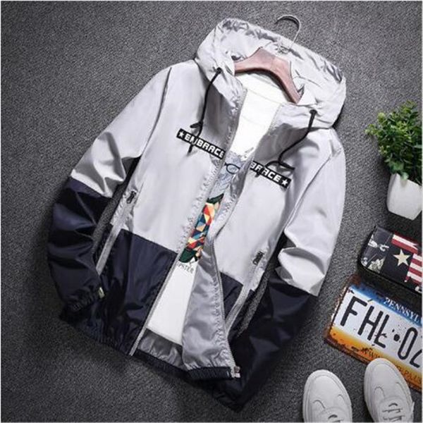 

new spring autumn bomber hooded jacket men casual slim patchwork windbreaker jacket male outwear zipper thin coat brand clothing, Black;brown