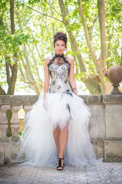 

high low black and white short wedding dresses halter hi lo lace tulle 50s informal bridal gowns custom made