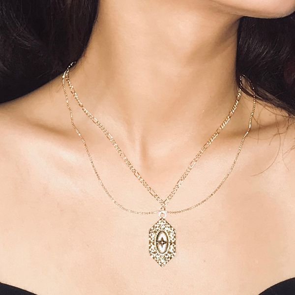 

2 styles fashion women girl leaf pendant necklace vintage circle pendant necklaces for women simple alloy necklace chain, Silver