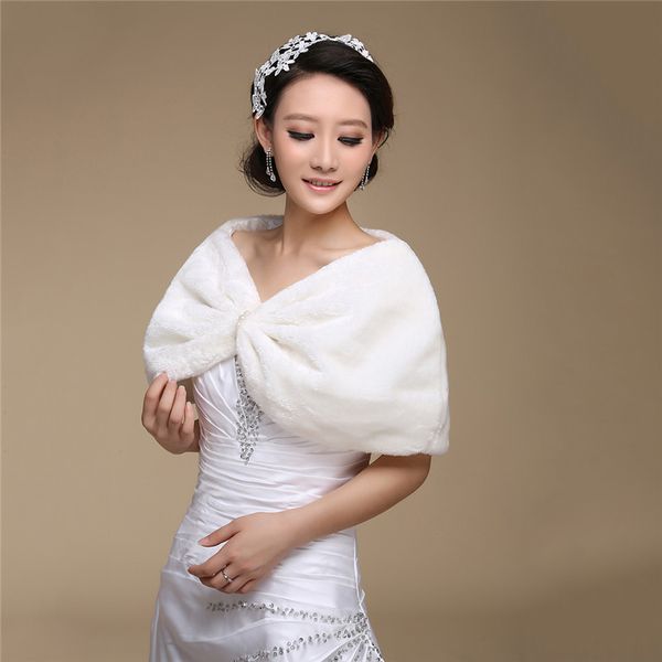 

2018 wedding accessories urged wrap bride formal winter cape bride fur shawl, White