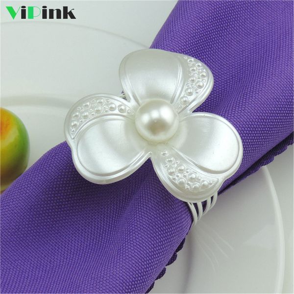 

12 pcs pearl flower napkin rings for weddings party banquet table decoration napkin holder west dinner towel silver ring
