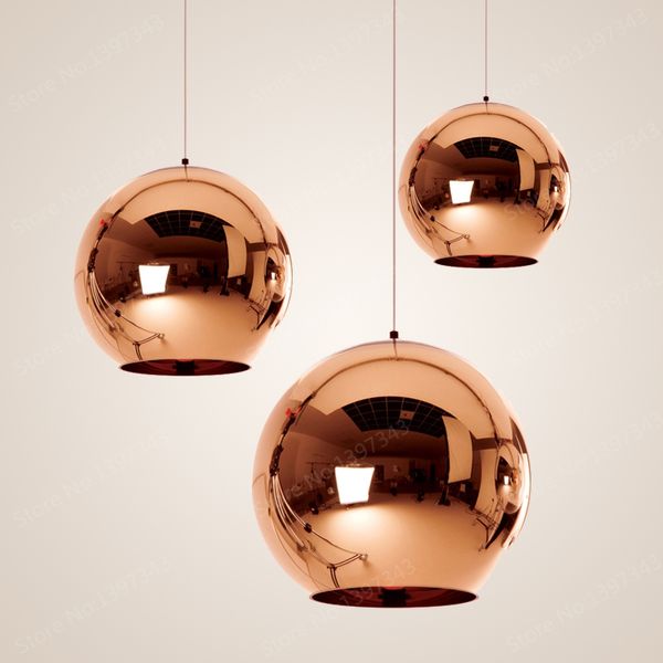 Lamba Globe Abajur kolye Lambası Asma Cam Globe Topu Kolye Işık Bakır Gümüş Altın Aydınlatma Yuvarlak Tavan